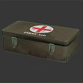 Vintage Metal First Aid Kit As Medical Device With Red Cross Symbol First Aid Label