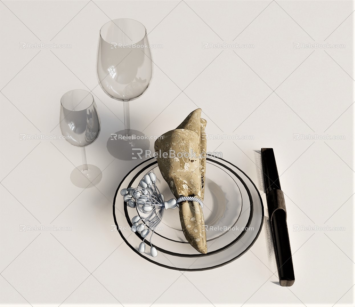 Modern Tableware Plate Dish Chopsticks Napkin 3d model