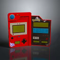 Red Vintage Handheld Game Console With Green Screen And Control Buttons 3d model