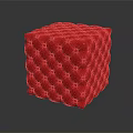 Elegant Red Cube Shaped Furniture Piece With Quilted Surface Pattern Design 3d model
