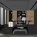 Modern Office Interior With Large Windows Bookshelves And Comfortable Sofa 3d model