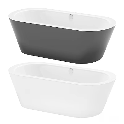 Modern Freestanding Bathtub in Black and White With Sleek Minimalist Design 3d model