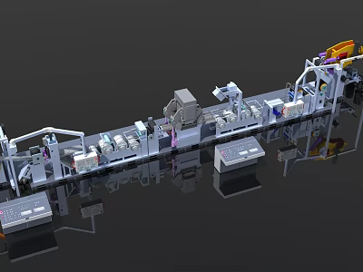 Industrial Factory Production Line With Automated Machinery And Manufacturing Equipment 3d model
