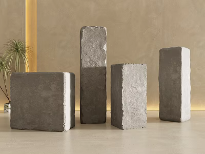 Concrete Columns As Decor With Different Shapes In Minimalist Interior 3d model