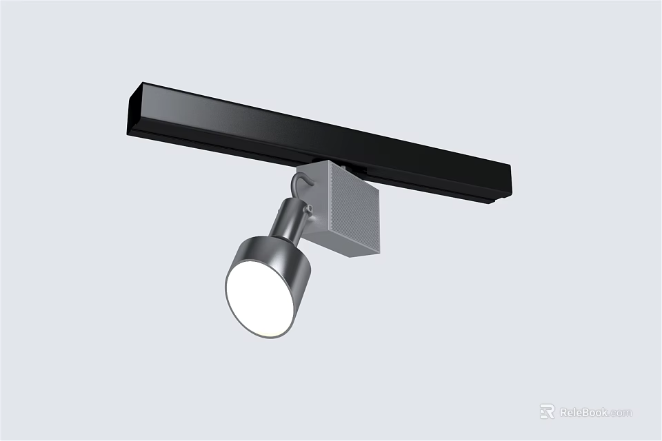 Modern Adjustable Track Spotlight with Round Metal Head for Home Lighting Fixture 3d model 