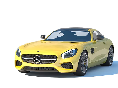 Yellow Mercedes Sports Car With Sleek Design Black Roof And Alloy Wheels 3d model