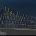 Modern Office Building With Glass Curtain Walls Symmetric Design And Front Lawn