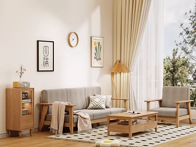 Japanese-style Sofa Combination Sofa Coffee Table Combination 3d model