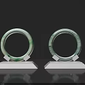 Elegant Jade Bracelets Jewelry Display With Green Patterns On White Stand 3d model