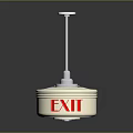 EXIT Sign With Circular White Base Red Letters And Metal Pole Structure