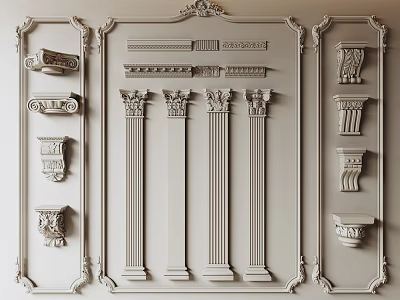 French Roman Column Stigma Gypsum Line Gypsum Waist Line 3d model