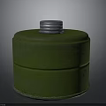Green Cylindrical Storage Container With Silver Metal Lid And Smooth Exterior