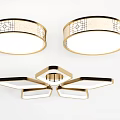 Modern Ceiling Lights With Gold Frame Geometric Patterns And Petal Design 3d model