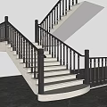 Elegant Modern Staircase Interior Design With Black Railings And White Steps
