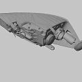 Detailed Automotive Headlight Assembly With Bulb Reflector Housing And Wiring Components