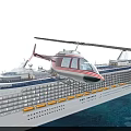 Luxury Yacht with Helicopter on Deck Sailing on Calm Sea Under Blue Sky