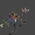 Medieval Game and Movie Characters with Various Colored Armors and Different Costume Styles