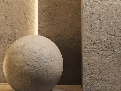 Modern Sphere Component With Rough Textured Wall And Interior Design 3d model