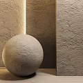 Modern Sphere Component With Rough Textured Wall And Interior Design