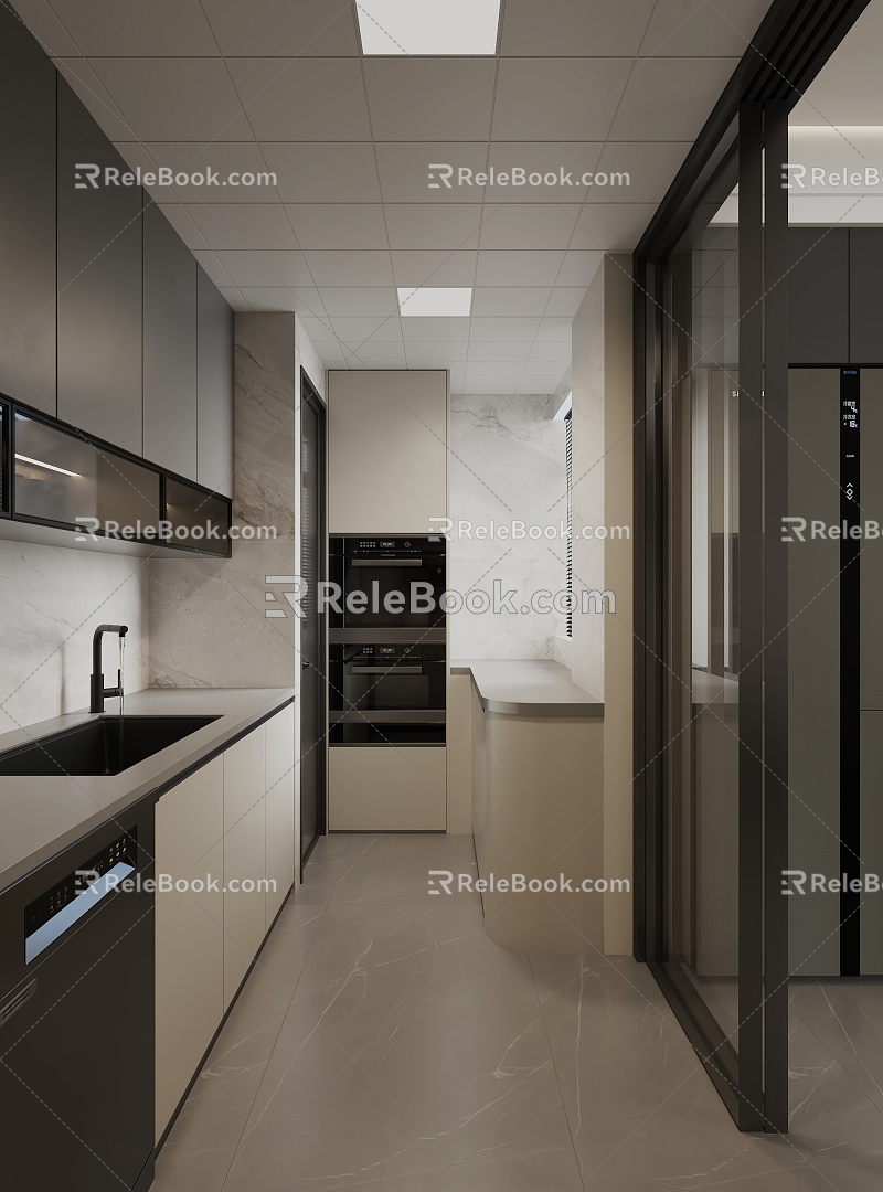 Light Luxury Kitchen 3d model