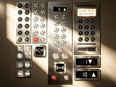 Modern Stainless Steel Switch Panel With Control Buttons Digital Display And Keypad 3d model