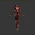 3D Character Design With Twin Pigtails Red Black Bodysuit And Long Limbs