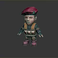 Cartoon Man Wearing Red Beret Green Top Orange Vest And Pink Boots