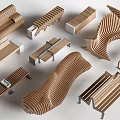 Artistic Wooden Benches With Modern Design And Various Unique Curved Shapes