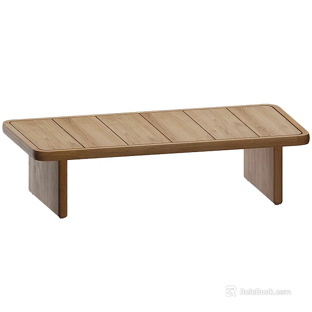 Natural Solid Wood Bench With Slatted Seat And Simple Legs For Indoor Outdoor Use 3d model 