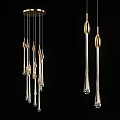 Elegant Modern Chandelier With Gold Accents And Clear Crystal Drop Pendants