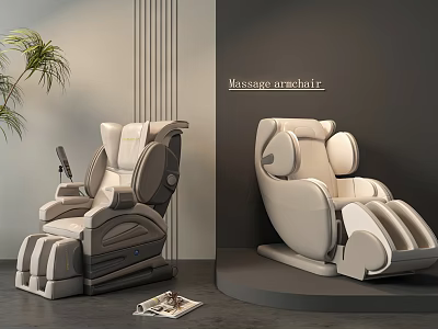 Two Modern Massage Chairs Beige And Gray Design With Comfortable Reclining Features Home Relaxation Setting 3d model