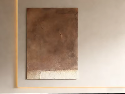 Abstract Painting With Brown And Beige Textured Design For Modern Wall Art 3d model