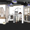 Modern Clothing Store Interior With Arched Doorways Clothing Racks And Mirrors