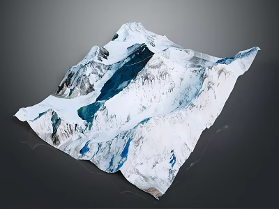 Detailed Snowy Mountain Terrain 3D Model With Glacier And Natural Landscape Features 3d model
