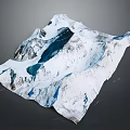 Detailed Snowy Mountain Terrain 3D Model With Glacier And Natural Landscape Features