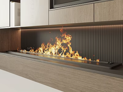 Modern Linear Fireplace In Contemporary Living Space 3d model