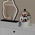 Modern White Dressing Table With Gold Knob Drawers Decorative Mirror And Glass Cloche Organizer