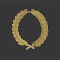 Decorative Golden Laurel Wreath on Black Background with Shiny Reflection 3d model