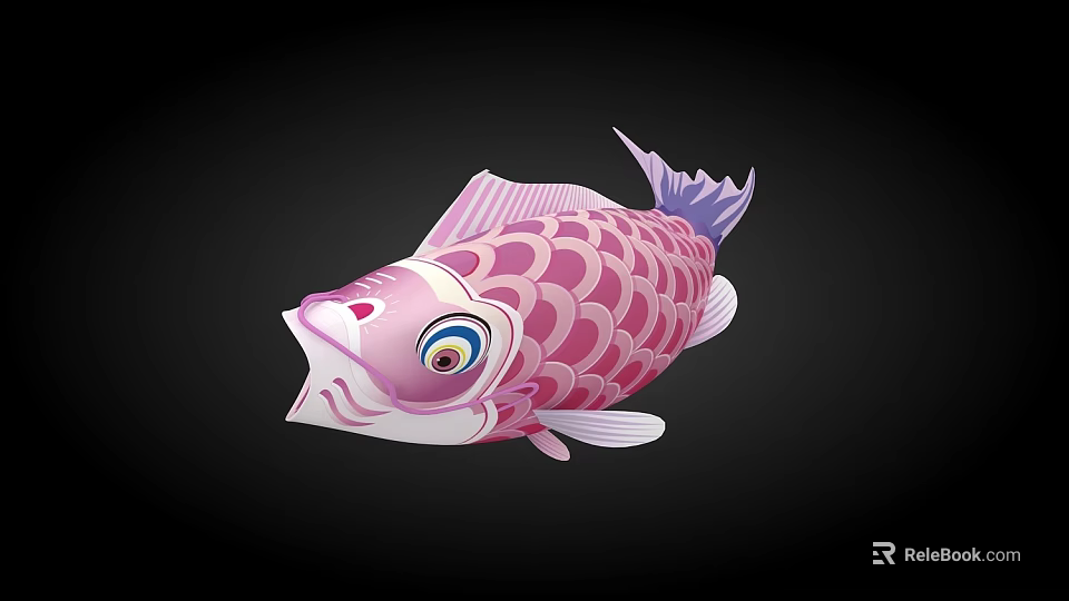 Pink Koi Fish Illustration With Large Eyes Scales And Vibrant Tail 3d model 
