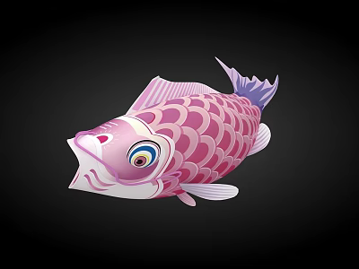Pink Koi Fish Illustration With Large Eyes Scales And Vibrant Tail 3d model