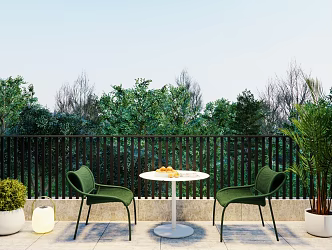 Modern Outdoor Courtyard Garden Dining Table and Chair One Table and Two Chairs Round Dining Table Dining Chair 3d model