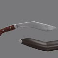 Durable Kitchen Machete With Wooden Handle And Brown Sheath For Kitchen Tasks 3d model