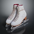 Elegant White Ice Skates With Floral Embroidery Cream Laces Red Lining And Metal Blades