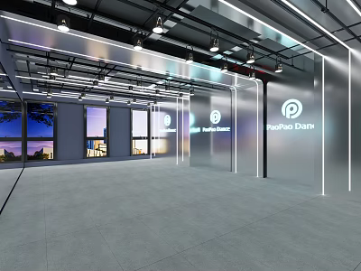 Proshop Dash Modern Fitness Retail Space With Large Windows And Lighting Design 3d model