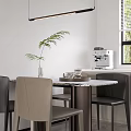 Modern Living Dining Room Interior With Marble Coffee Table Green Plant Vase And Wall Art