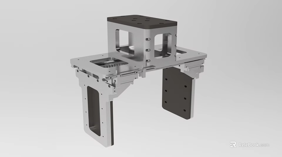 Industrial Equipment Metal Frame With Upper Platform Supporting Rails And Mounting Holes 3d model 