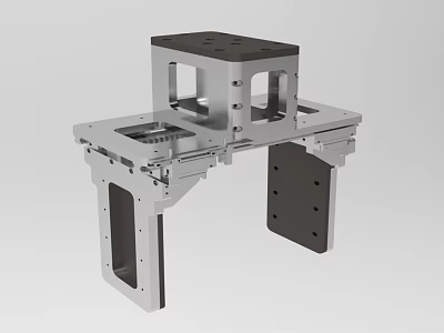 Industrial Equipment Metal Frame With Upper Platform Supporting Rails And Mounting Holes 3d model