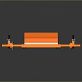 Orange Industrial Equipment With Dual Stands And Long Horizontal Bar Structure