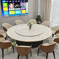 Private Room Interior With Round Table Chairs Sofa Plants And Large Windows 3d model