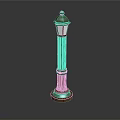 Classical Outdoor Lighting Combination Featuring Decorative Metal Pillar Street Lamp With Transparent Lampshade Design